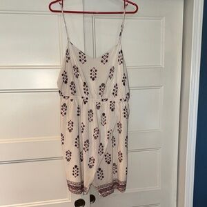 Madewell Women’s Cream Printed Spaghetti-Strap Silk Dress